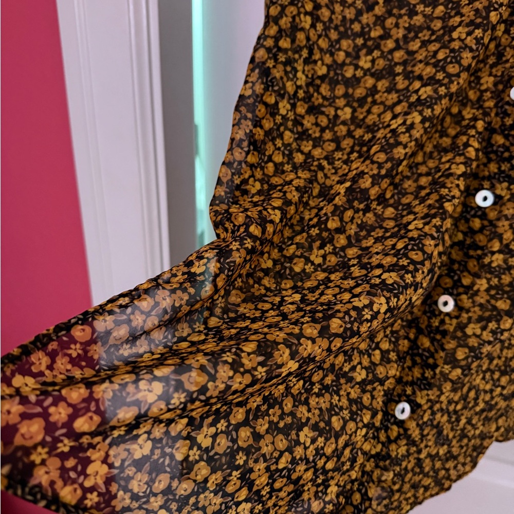 Zara Black and Yellow Floral Shirt - Picture 5 of 8